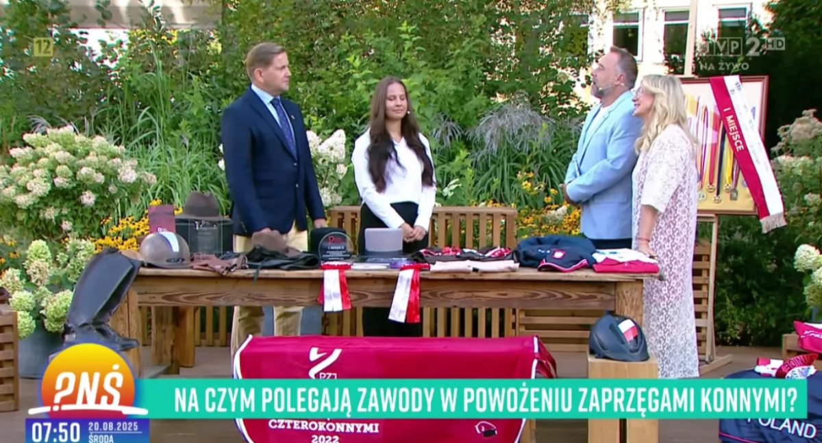 Jazda konna, Jagoda Karpińska Piotr Mazurek powożeniu zaprzęgami programie Pytanie Śniadanie - zdjęcie, fotografia