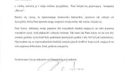 Pismo popierające 8 hours podpisane przez Przemysława Saletę 