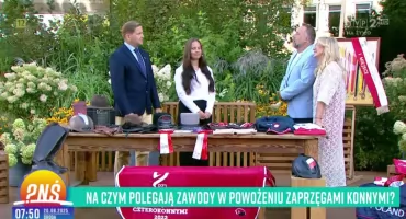 Jagoda Karpińska i Piotr Mazurek o powożeniu zaprzęgami w programie Pytanie na Śniadanie TVP2